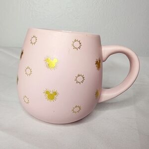 Disney Pink Matte Mug with Gold Foil Mickey Mouse & Sunburst Icons